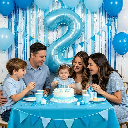 40 Inch Light Blue Number 2 Balloon | 2 Birthday Balloon - Image 4