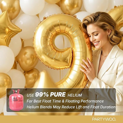 PartyWoo Number Balloons 40 Inch Gold Number 9 Kit 25pcs - Image 5