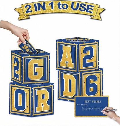 Graduation Decorations 2026 Navy Blue and Gold Balloon Boxes, Class of 2026 - Image 4