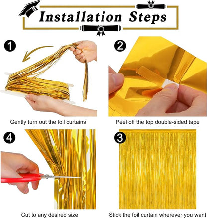 8 Pack 2026 Graduation Party Decorations, 3.28 FT x 7.05 FT Gold Backdrop - Image 3