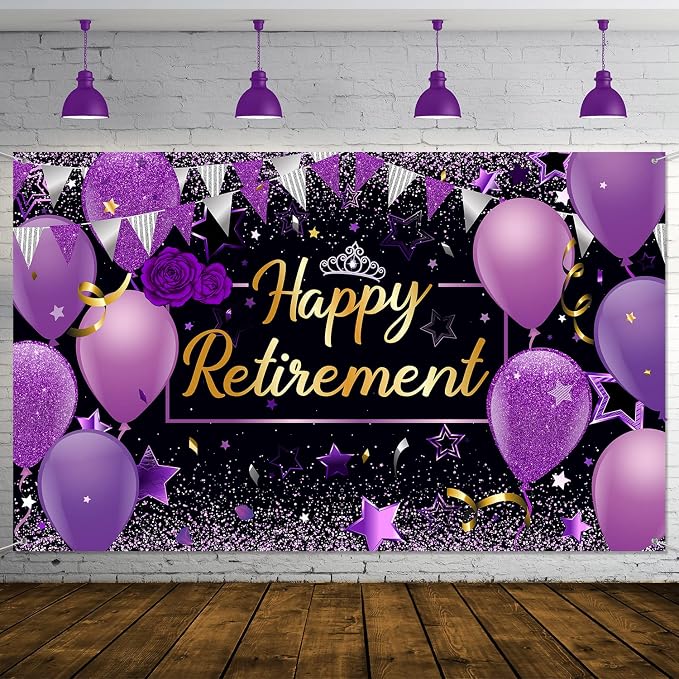 Blulu Retirement Party Decorations, Extra Large Fabric Retire Sign Banner Photo by Blulu
