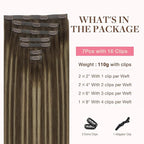 GOO GOO Clip in Hair Extensions Real Human Hair, Remy Human Hair Extensions Clip ins for Women, Natural Human Hair, 22inch 110g 7Pcs, 4/26/4 Balayage Chocolate Brown to Honey Blonde