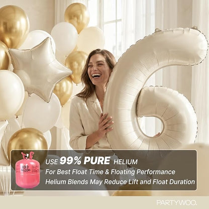 PartyWoo Number Balloons 40 Inch White Number 6 Kit 25pcs - Image 5