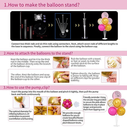 4 Sets Hot Pink Cheetah Print Balloons Stand Kit - Image 3