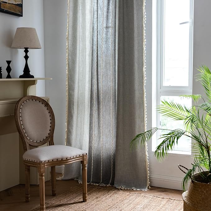 Sutuo Home Boho Curtains for Kitchen Nursery Room, Semi Blackout Linen - Image 9