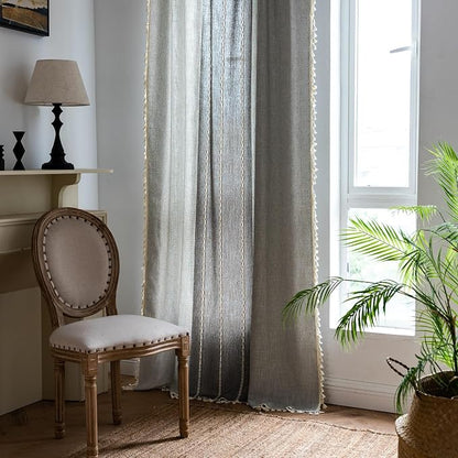 Sutuo Home Boho Curtains for Kitchen Nursery Room, Semi Blackout Linen - Image 9