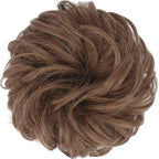 FESHFEN Messy Bun Hair Piece - Large Elastic Wavy Curly Hair Bun Scrunchies Ponytail Extensions Synthetic Chignon Hairpieces for Women, Medium Auburn 1.94oz
