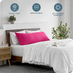 Bare Home Microfiber Body Pillow Cover - Ultra Soft - Cooling Pillowcase - Double Brushed - Pillowcase with Zipper Closure - Easy Care (20''x54'' Body Pillow Cover, Pink)