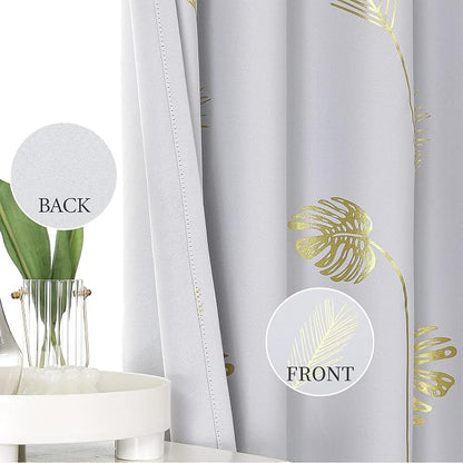 Greyish White Room Darkening Curtains 102 Inches Long - Image 3