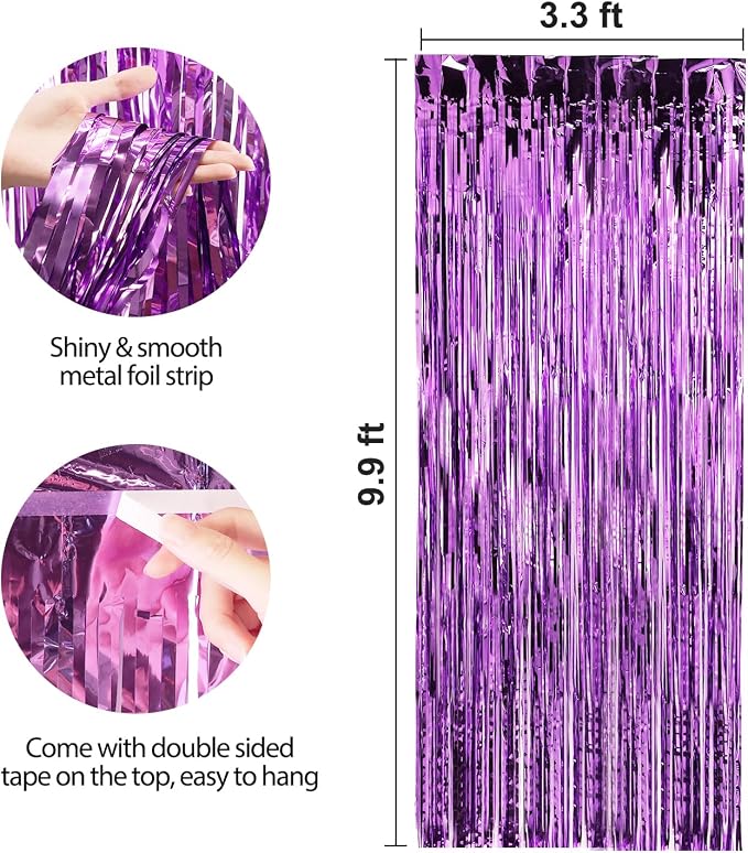 Crosize 2 Pack 3.3 x 9.9 ft Foil Fringe Streamer Backdrop, - Image 2