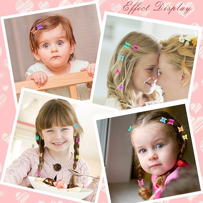 JANYUN 50 Pcs Colorful Mini Hair Claw Clips Clamps Accessories for Baby Toddler Girls Decorative Bun Thin Hair (Wing)