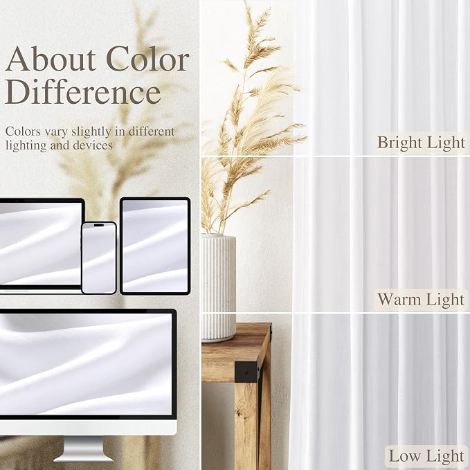 Snow White Linen Curtains 108 Inches Long - Image 3