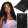 Lashey Seamless Clip in Hair Extensions Human Hair 110g 7pcs Kinky Curly Clip in Hair Extensions Real Human Hair with Soft PU Skin Weft for Women 22 Inch Natural Black