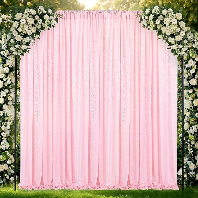 Pink Sequin Backdrop Curtains-2 Panels 2FTx8FT Pink Backdrop - Image 9