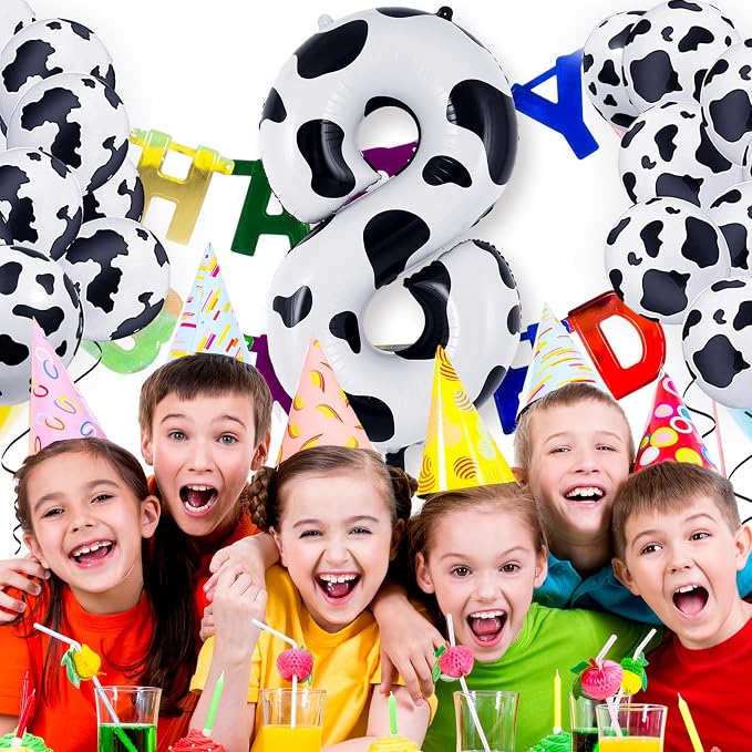 Cow Print Number 8 Balloon, Large 40 Inch Cow Number Birthday Balloons - Image 4