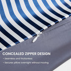 THXSILK Mulberry Silk Pillowcase for Hair and Skin Health, Grade 6A+ Mulberry Silk Pillowcase with Hidden Zipper, Soft and Breathable, 1pc (Standard 20"x26", Blue White Stripes)