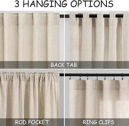 Beige Linen Curtains 80 inches Long - Image 3