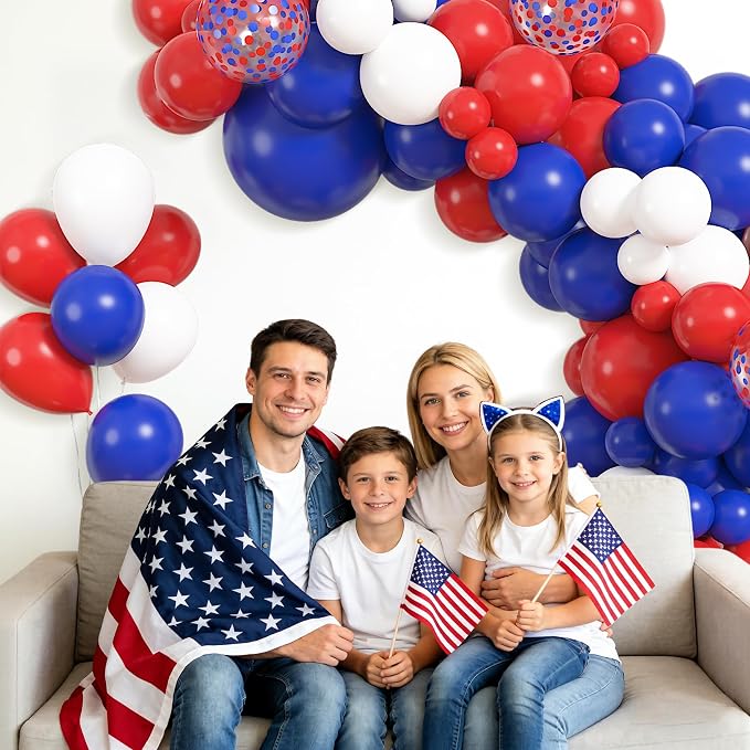 164Pcs Red White and Blue Balloons Garland Arch Kit - Image 4