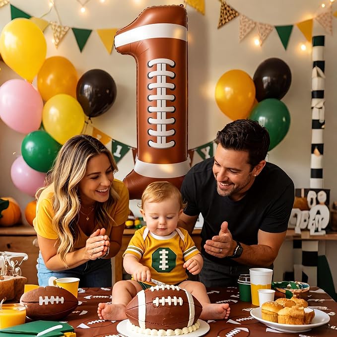 Blueweenly Football 1st Birthday Balloon 40 Inches Number 1 Balloon Giant - Image 3