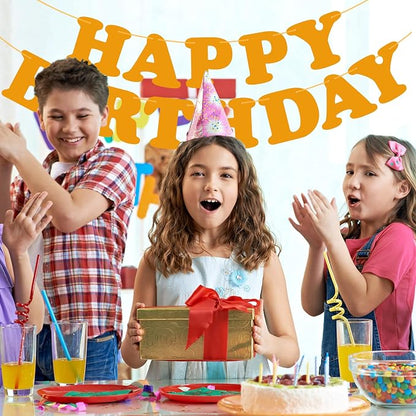 Orange Happy Birthday Banner Birthday Party Decorations Sign Birthday Backdrop - Image 4