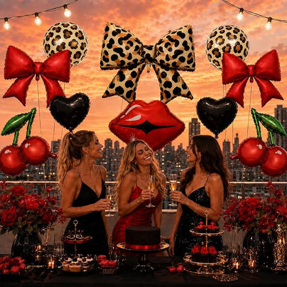 10pcs Red and Black Cheetah Print Balloons Set, Leopard Balloons - Image 8