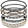 Teenitor 5pcs Hairbands for Women, 5 Rhinestone Beaded Headbands, Head Bands for Women's Hair Fashionable Handmade Crystal Beaded Elastic hairbands, 20-26.8"(51-68cm), 1 Count (Pack of 5), HAIRBAND