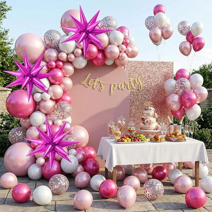 22/27 Inch Hot Pink Star Balloons, Hot Pink Star Shaped Foil Balloons, Cone - Image 5