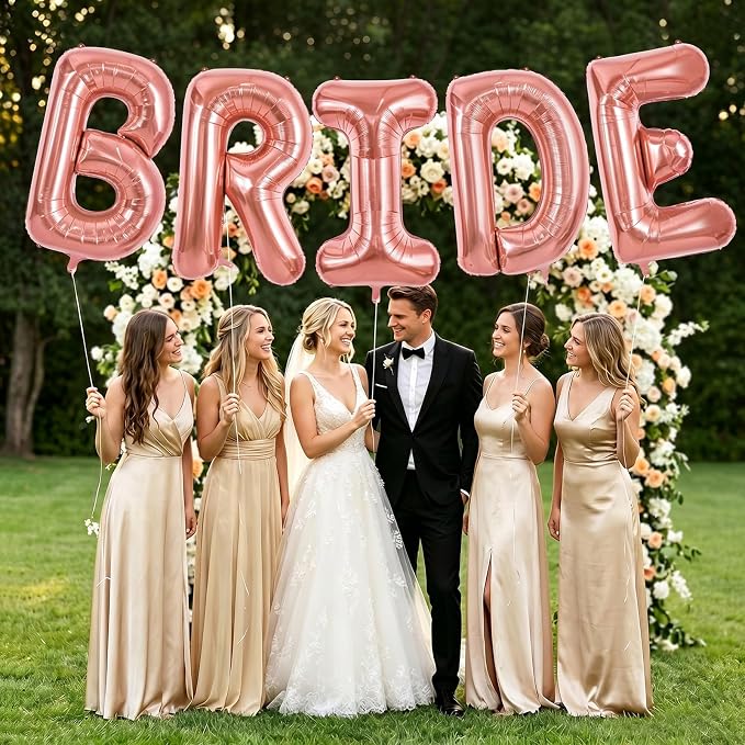 BRIDE Balloons Bachelorette, Rose Gold BRIDE Letter Balloon Bridal Balloons | - Image 6
