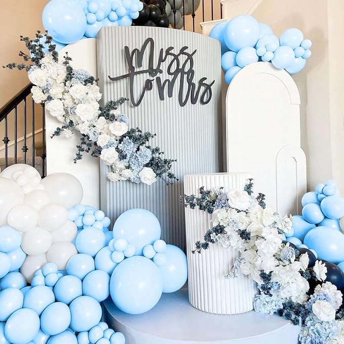 200 Pieces Light Blue Balloons Different Sizes Pastel Blue Balloons Garland - Image 5