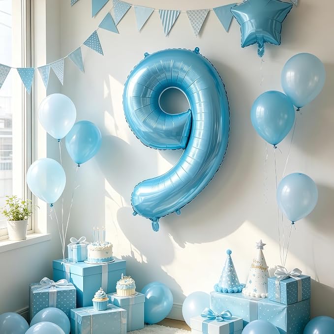 Pastel Blue 1 Balloon Number, Light Blue 1 Balloons - Image 7