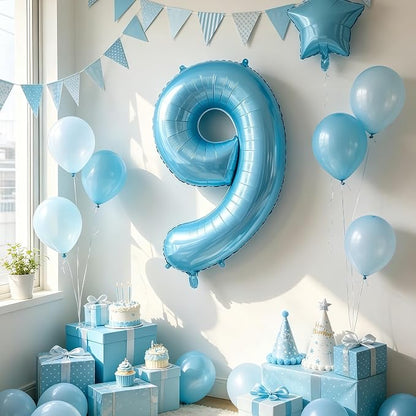 Pastel Blue 1 Balloon Number, Light Blue 1 Balloons - Image 7