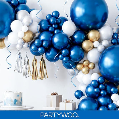 PartyWoo Metallic Blue Balloons 100pcs Chrome Blue Color 36 18 12 10 5 Inch | - Image 8