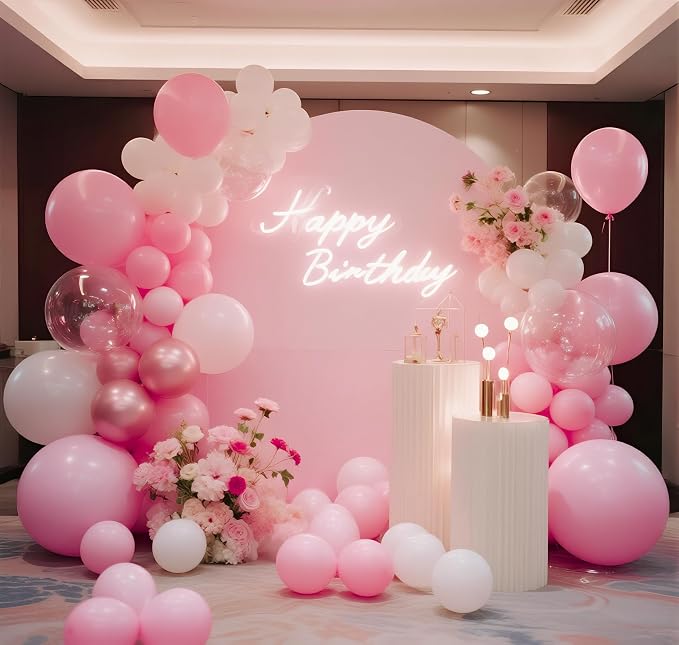 Pink Balloons 145pcs Different Sizes 5in 10in 12in 18in Pink Round Latex - Image 6