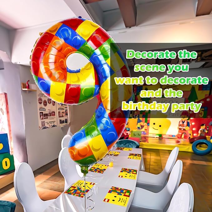 40 Inch Building Block Number Balloon Colorful Block Foil Balloons Block Themed - Image 4
