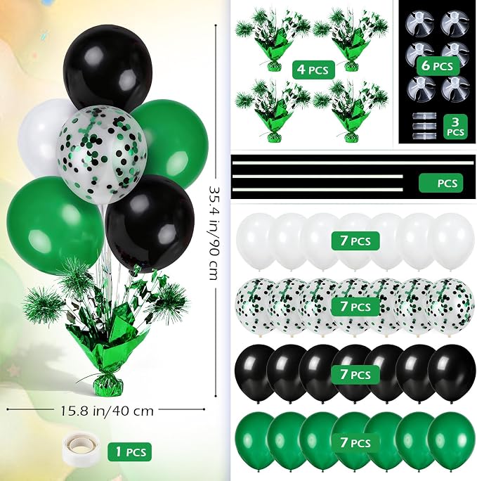 4 Set Green Black Balloon Centerpieces - Image 3