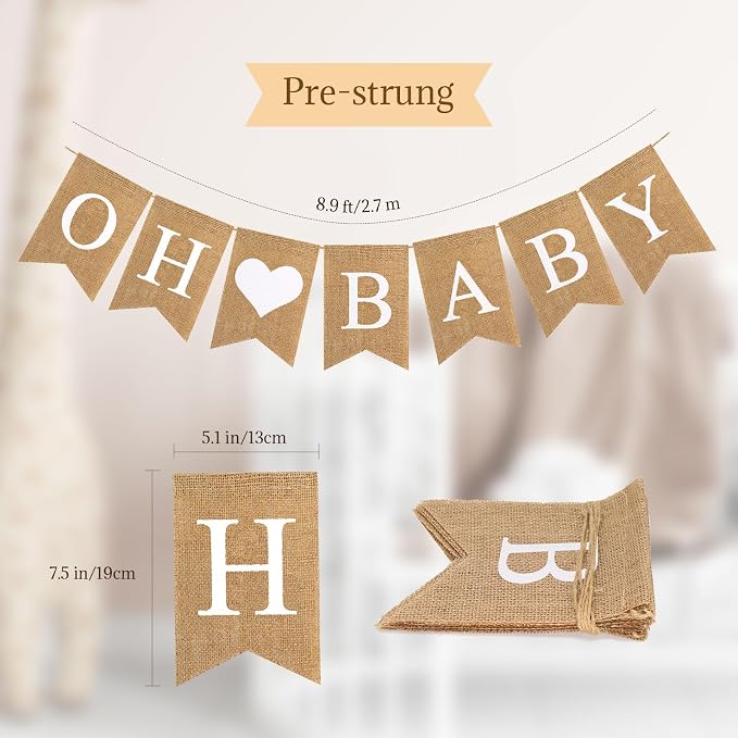 Baby Burlap Banner, Pre-strung Banner - Image 2