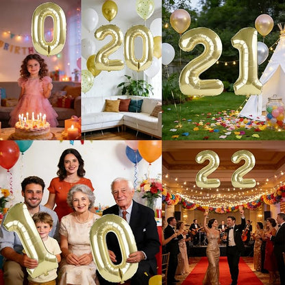 40 Inch Number 21 Balloons for 21st Birthday Party Decorations, 0-100 Champagne - Image 7