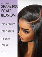 LUVME HAIR 7x6 All-Day Comfor Wig PartingMax Lace Wigs 200% Density Yaki Straight Lace Front Wigs Human Hair Pre Cut Plucked Lace Frontal Glueless 16 Inches Natural Black Color