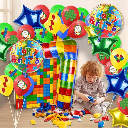 40 Inch Building Block Number Balloon Colorful Block Foil Balloons Block Themed - Image 6
