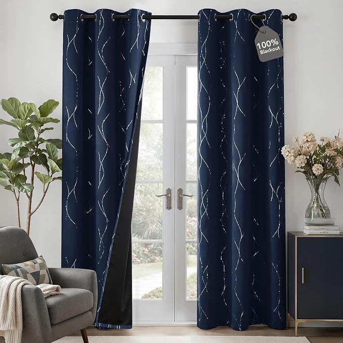 Deconovo 100% Blackout Living Room Curtains 63 Inches Long, Thermal Insulated by Deconovo