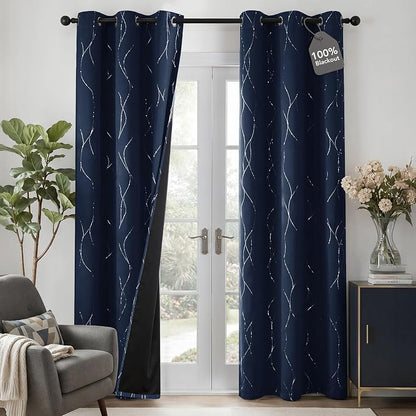 Deconovo 100% Blackout Living Room Curtains 63 Inches Long, Thermal Insulated by Deconovo