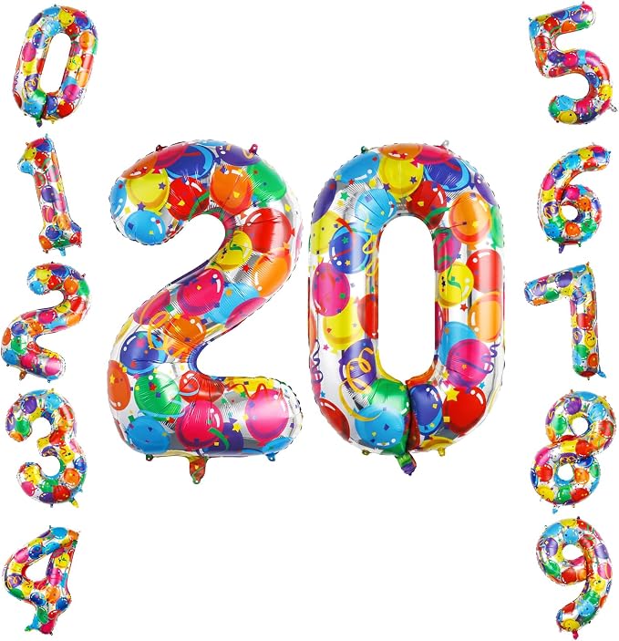 40 Inch Number 20 Balloon Set Large Foil Balloons by TNCDJKPA
