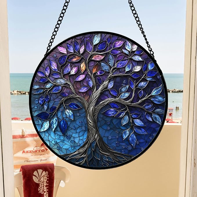 DASTOLL Stained Glass Window Hanging, and Mom 14.9x14.9 in - Image 3