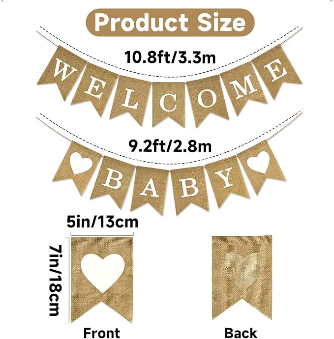 Anwyll Burlap Welcome Baby Banner - Image 2