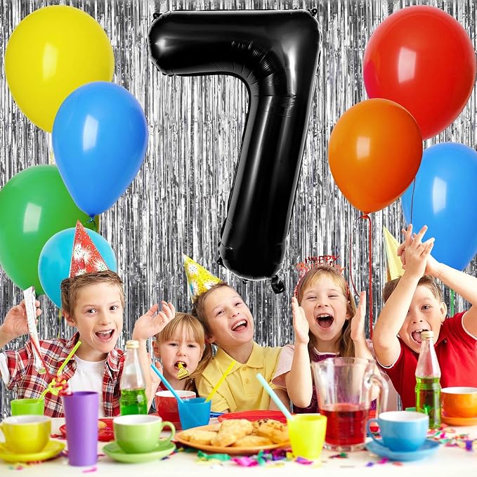 Black Number 7 Balloons 40 Inch Large Foil Balloons, Giant Number Balloon - Image 4