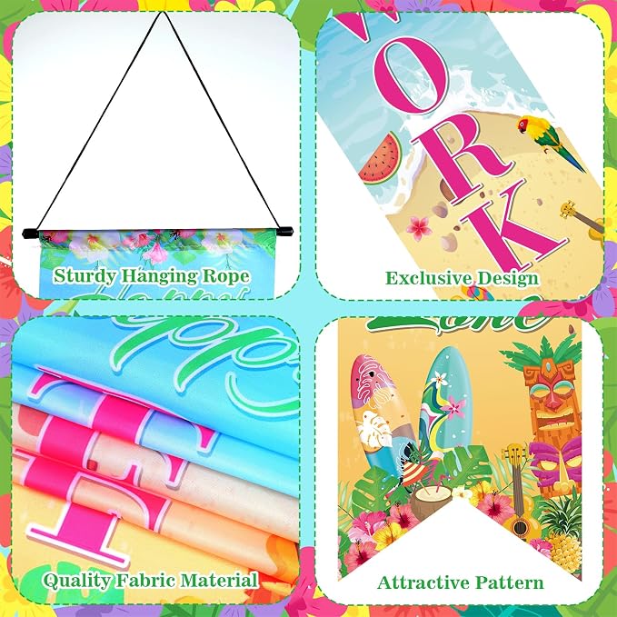 3Pcs Retirement Porch Sign Door Hanging Banner Luau Tropical Happy Retirement - Image 3