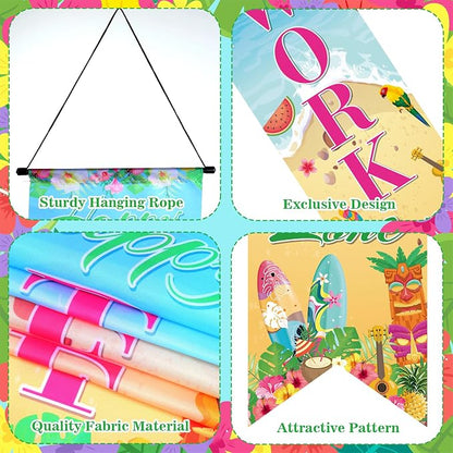 3Pcs Retirement Porch Sign Door Hanging Banner Luau Tropical Happy Retirement - Image 3
