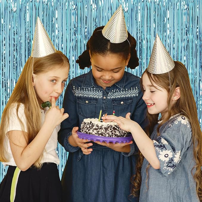 10 Pack Blue Backdrop Curtain 3.2ft x 8.2ft Metallic Tinsel Foil Fringe - Image 6