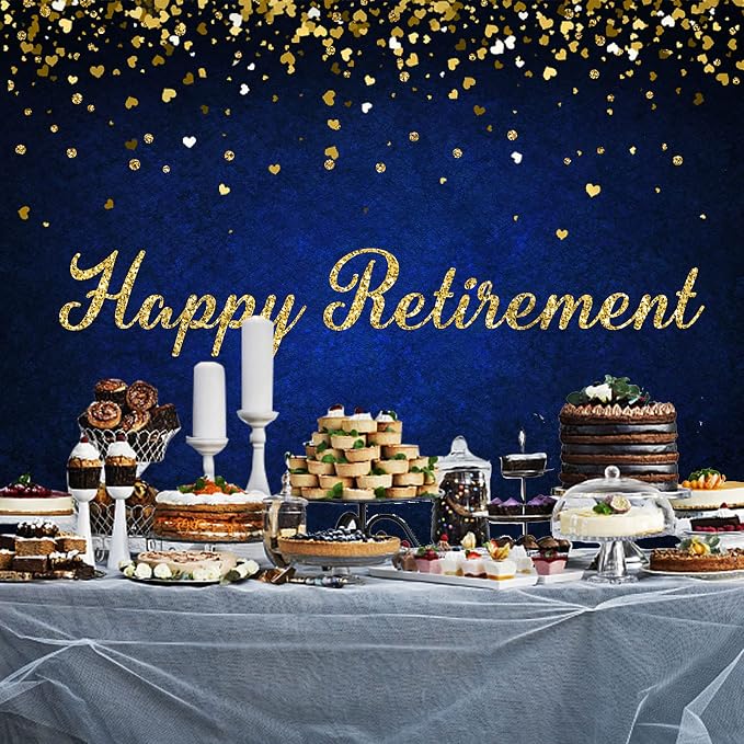 Happy Retirement Backdrop Royal Blue Backdrop - Image 4