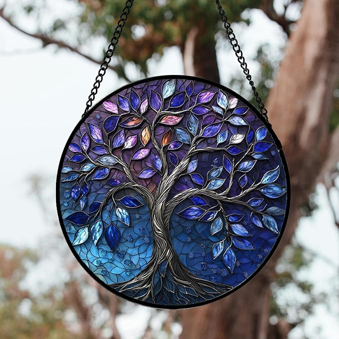 DASTOLL Stained Glass Window Hanging, and Mom 14.9x14.9 in - Image 2